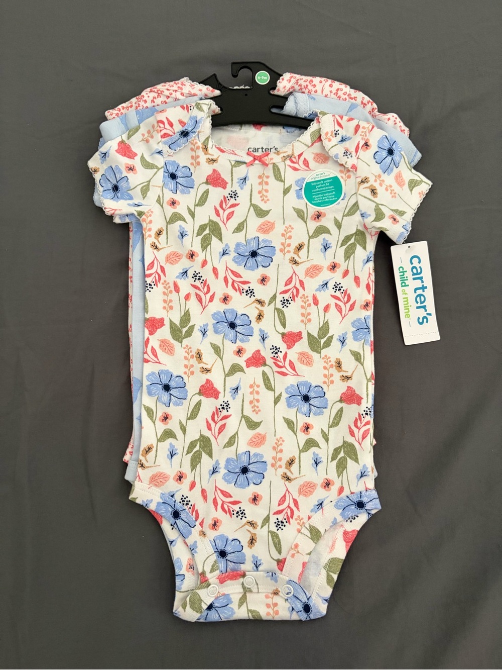 Carter's Floral Pink, Blue & Green Short-Sleeve 3-Piece Bodysuit Set